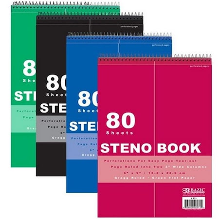 Bazic Products Bazic   80 Ct. 6 X 9 Green Tint Gregg Ruled Steno Book Case of 48, 48PK 571